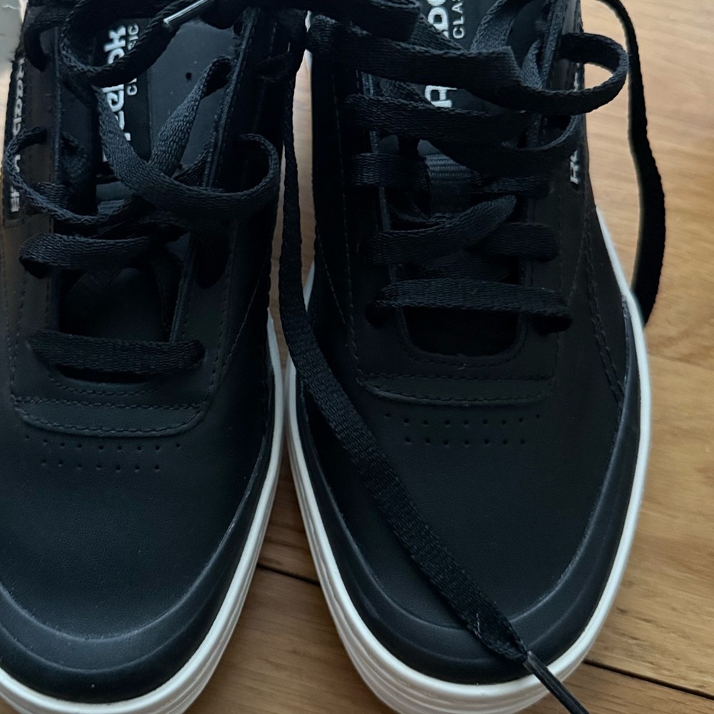 REEBOk Women’s Club C Double Geo Black Leather Platform Sneakers Shoes Sz 9 NEW - Picture 6 of 7